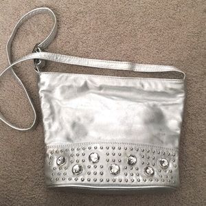 Silver Leather Vintage Dawli Crossbody Purse